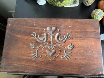Hand Carved Wooden Box With Dove Tailed Corners
