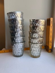 6 Silver And 5 Gold Glass Votive Holders
