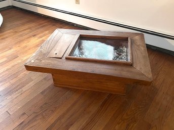 Beautiful Wood Coffee Table Glass Compartment At Top And Side Covered Compartment( Not Including Fossils!)