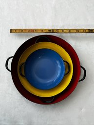 Set Of 3 Enamel Round Baking Dishes