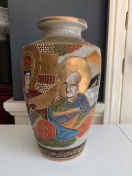 Japanese Imari Vase Gold Enhanced With Figures 11' Height