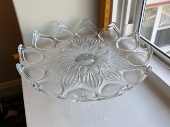 Large Floral Pressed Glass Cake Plate