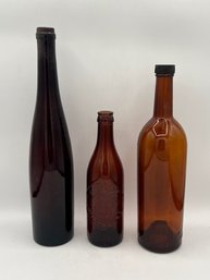 A GROUP OF 3 VINTAGE BOTTLES  One Pabst Milwaukee Beeer Bottle