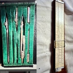 Slide Rule And German Drafting Set