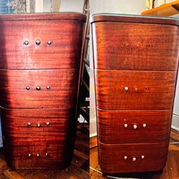 A Pair Of Tall Wood Nightend Tables 20D X 16w X 32 'H