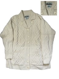 Aran Oatmeal Sweater Button Front Like New Size Large