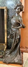 Georges Van Der Straeten Art Nouveau Bronze Figure Of Woman Approx Late 19th Century Approx 28' Tall