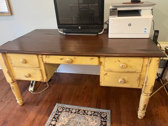 Large Solid Wood Faux Finished Desk With Chair