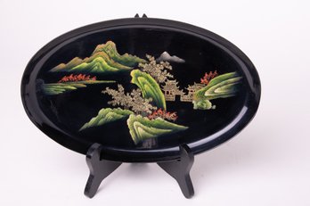 Asian Oval Hand Painted Plate