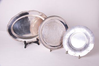 3 Silver Plate Trays Staffordshire,  FB Rodgers