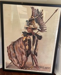 African Hunter Framed Approx 14 X 18