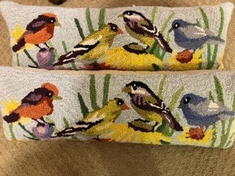 A Pair Of 2 Springtime Bird Pillows New!