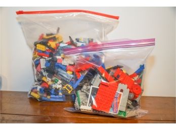 Vintage Lego 2 LARGE Bags And Track LOT 1980's