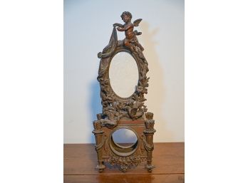 Vintage Brass, Metal? Frame/clock Base With Cherub