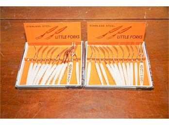 2 Box Sets Of MCM Vintage Cocktail Forks 'little Forks'