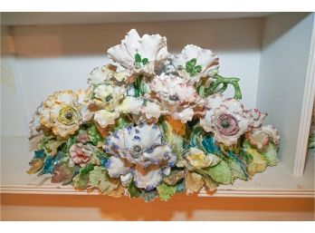 Two (2) Large Capodimonte Floral Centerpieces