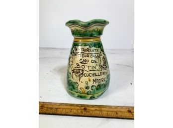 Vintage Hand Painted Pottery Sobrino De Botin Majolica Pitcher