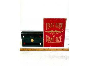 Large Size Texas Deck And Bridge Set In Leather Case Playing Cards