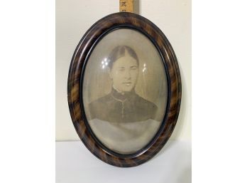 14 X 20 Convex Glass Antique Frame Tortoise Finish Photo Portrait Late 1800's