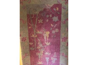 Vintage Chinese Art Deco Runner Jade Green With Burgandy