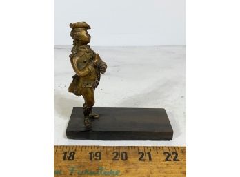 Bronze Statue On Wooden Base Man