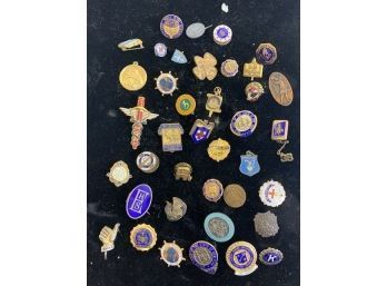 Vintage Lot Of Pin Backs, Tie Tacks ~Enamel. Silver Etc!