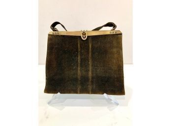 Black Suede 1930~40's Bag