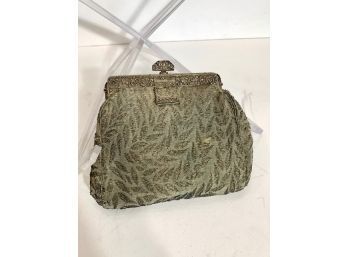 Elegant Woven Leaf Silk Evening Bag