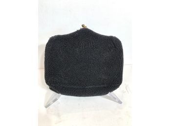 Classic Black Beaded Evening Purse