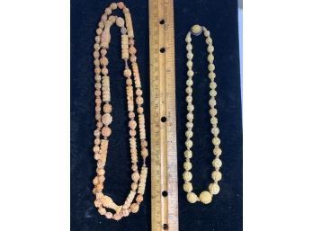 Carved Vintage Beaded Necklace Bone/wood