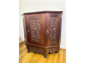 Vintage Oak Carved Side Board Multi Doors And Shelves