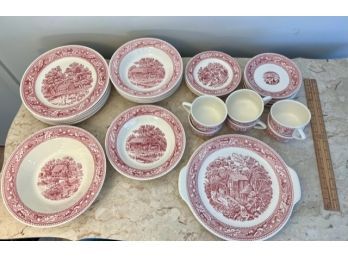 Set Of Red And White Memory Lane Royal Ironstone 1963