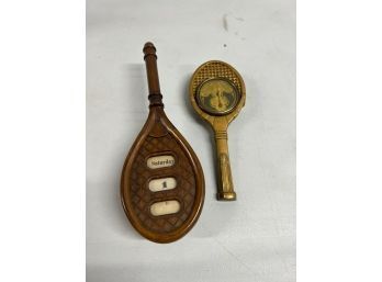 Bought From Renowned London Dealer Perpetual Calendar Racquet Shape Antique Plus Rochester Room Thermometer