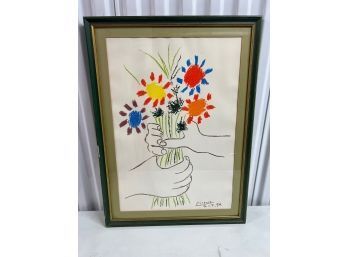 Framed Vintage Picasso Print Bouquet Of Peace Flowers 1958