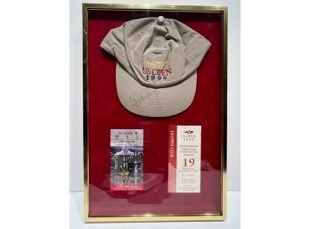 US Open 1999 Signed Hat And Tickets Framed Mahesh Bhupathi