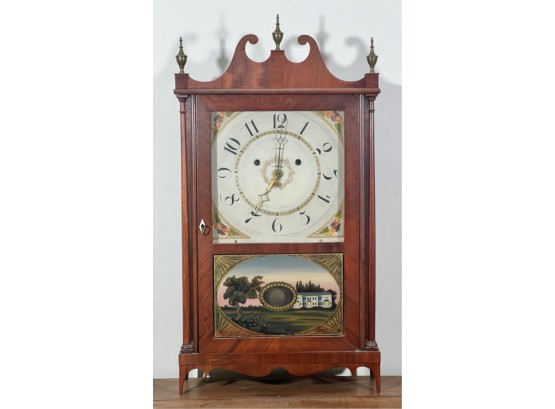 SILAS HOADLEY PILLAR & SCROLL MANTEL CLOCK