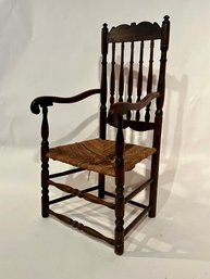 EARLY (18th C) BANNISTER BACK GREAT CHAIR