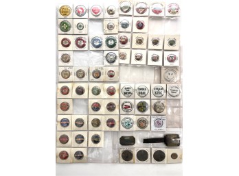 (63) VINTAGE TRANSIT RELATED PIN BACK BUTTONS, ETC