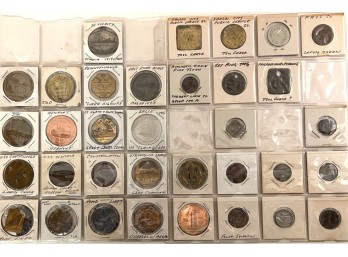 (34) VINTAGE INTERESTING METAL COMMEMORATIVES, ETC