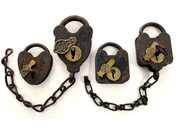 (4) ANTIQUE SMOKEHOUSE PADLOCKS BY SARGENT CO