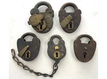 (5) ANTIQUE SMOKEHOUSE PADLOCKS