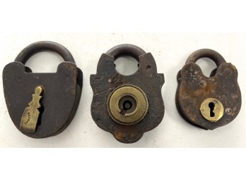 (3) ANTIQUE SMOKEHOUSE PADLOCKS