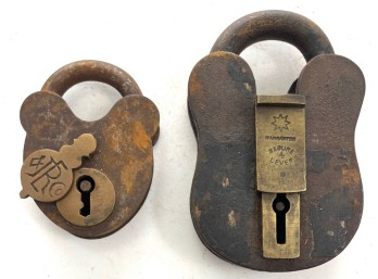 (2) ANTIQUE SMOKEHOUSE PADLOCKS