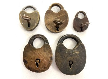 (5) ANTIQUE SMALL BRASS LOCKS