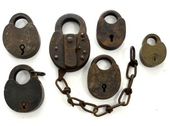 (6) ANTIQUE PADLOCKS