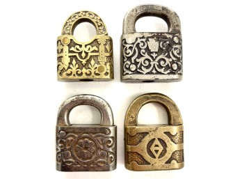 (4) ANTIQUE PADLOCKS