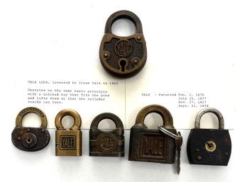 (6) VINTAGE YALE PADLOCKS