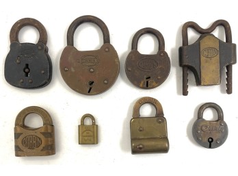 (8) ANTIQUE CORBIN PADLOCKS