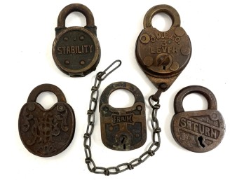 (5) ANTIQUE VARIOUS PADLOCKS