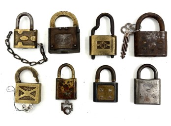 (8) ANTIQUE VARIOUS PADLOCKS